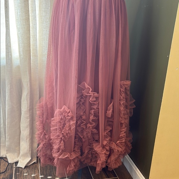 Anthropologie Mauve Ruffle Maxi Skirt - Picture 2 of 3